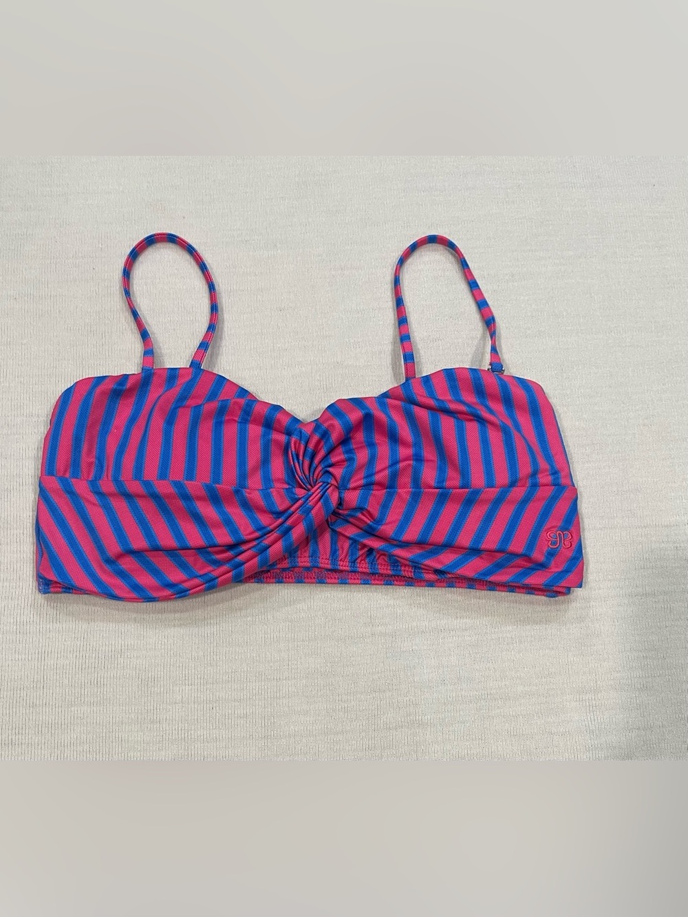 Albion Fit Braid Bandeau Bikini Top Berry Stripe Size Large